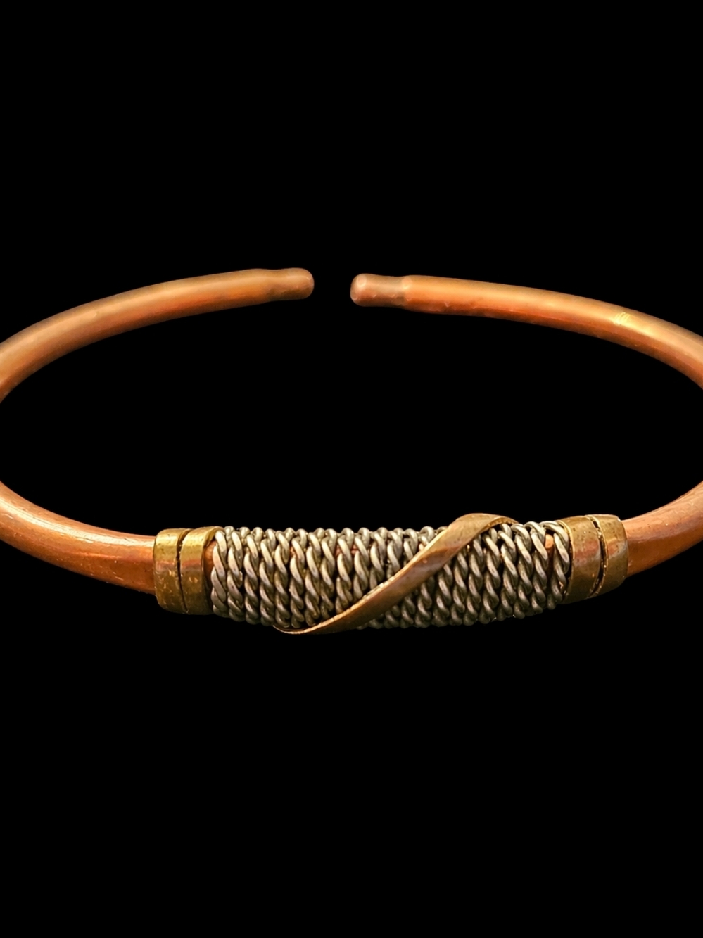 Source Unknown Copper and Silver-Tone Twisted Wire Cuff Bracelet